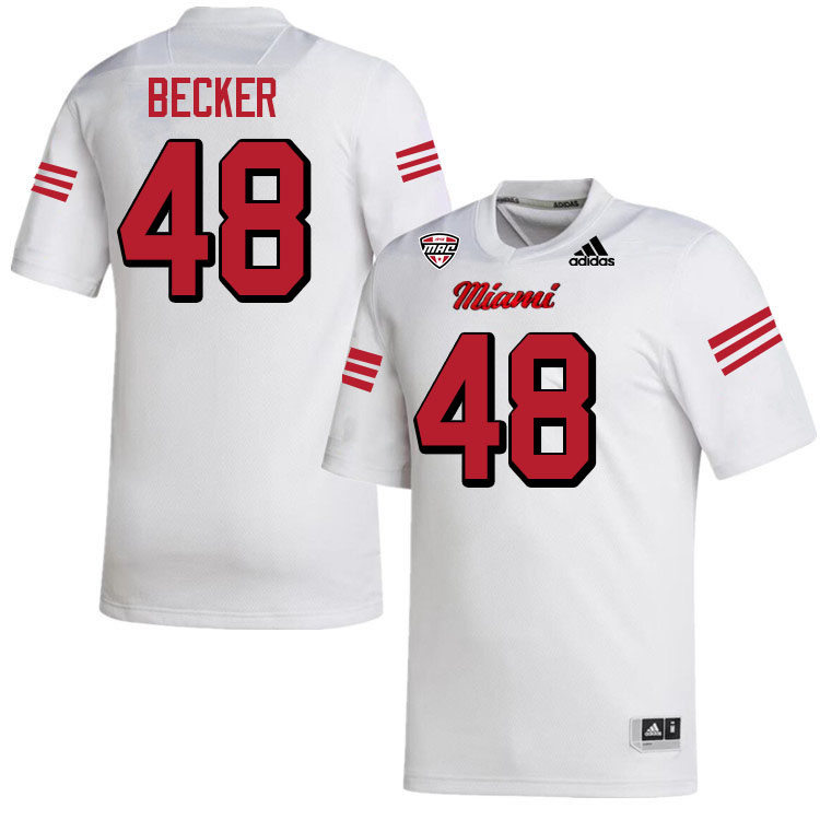 Miami University Redhawks #48 Chase Becker College Football Jerseys Stitched-White